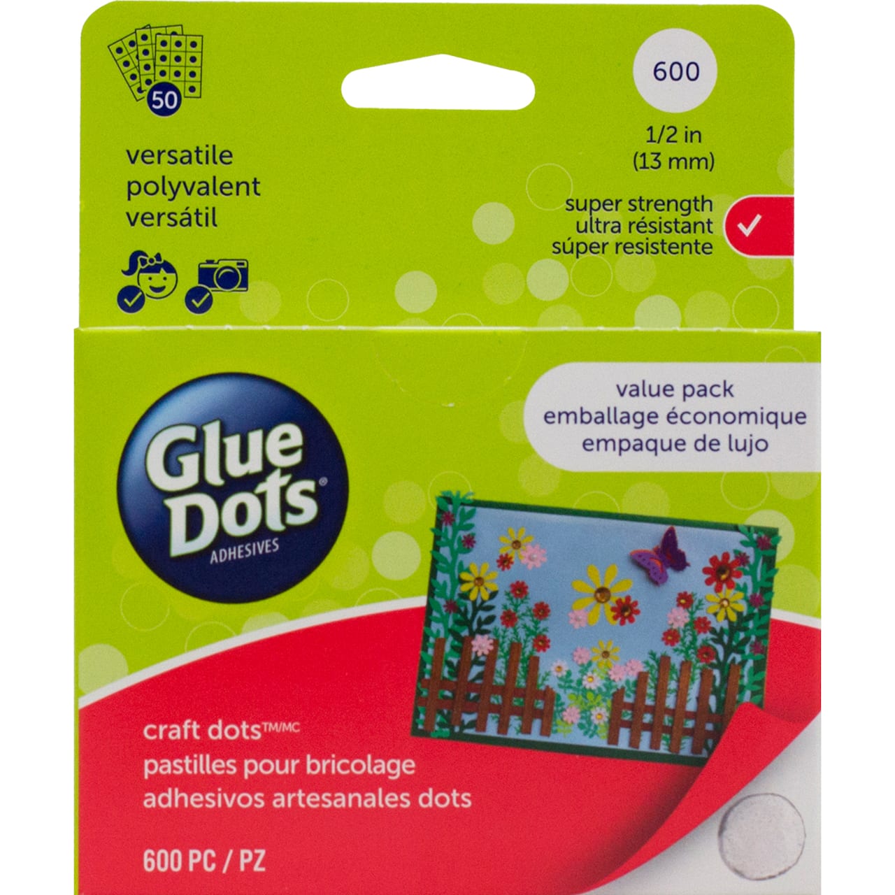 Glue Dots .5&#x22; Craft Dot Sheets Value Pack-600 Clear Dots